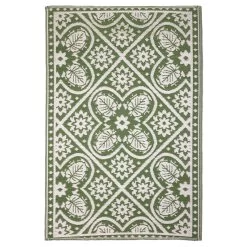 Esschert DesignTuintapijt Bladeren Groen Wit 120,6 Cm X 180,6 Cm